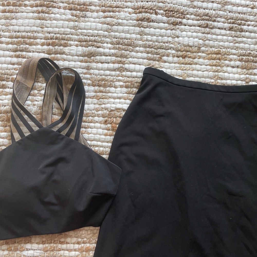 La Femme Black Two Piece Set